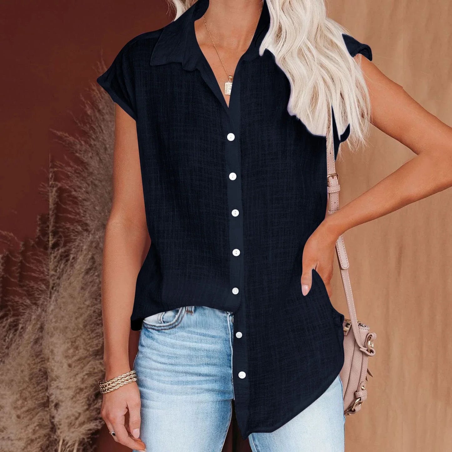 Cotton Linen Shirt Ladies Tops Tee Casual Thin Loose Woman T Shirt Summer Short Sleeve Solid T-Shirts Women Clothing Blusas