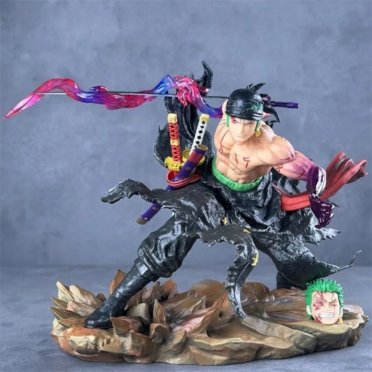 One Piece Roronoa Zoro Double Head Sculpt Gk Statue Anime Action Figure Collectible Model Desktop Ornament For Anime Fans