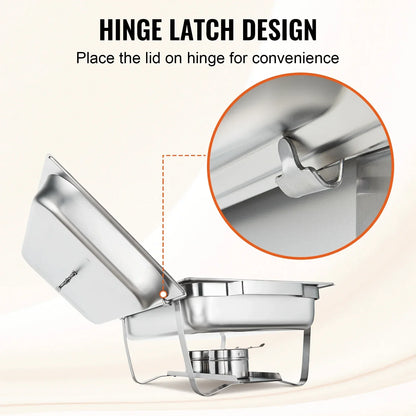 Singweller 2/4/6 Packs 8QT Rectangle Chafing Dish w/ Full Size Pans Buffet Catering Warmer Server Folding Stand Fuel Holder Tray