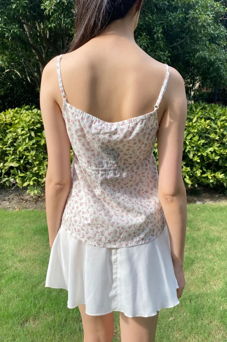 Brandy Melville Pure Cotton Three-Button Base Layer Vest Sweet Style V-Neck Sleeveless Tank Top for Women Spring Summer