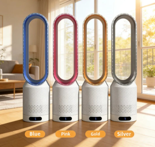 4 Colors Bladeless Fan - 3-in-1 Air Cooling & Purification Fan, Silent Touch Control Tower Fan for Indoor Use