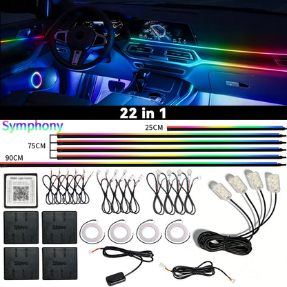 Led Car Ambient Lights 213 64 Color RGB Symphony Streamer Bluetooth Rainbow Interior Acrylic Strips Auto Atmosphere Lamp Kit
