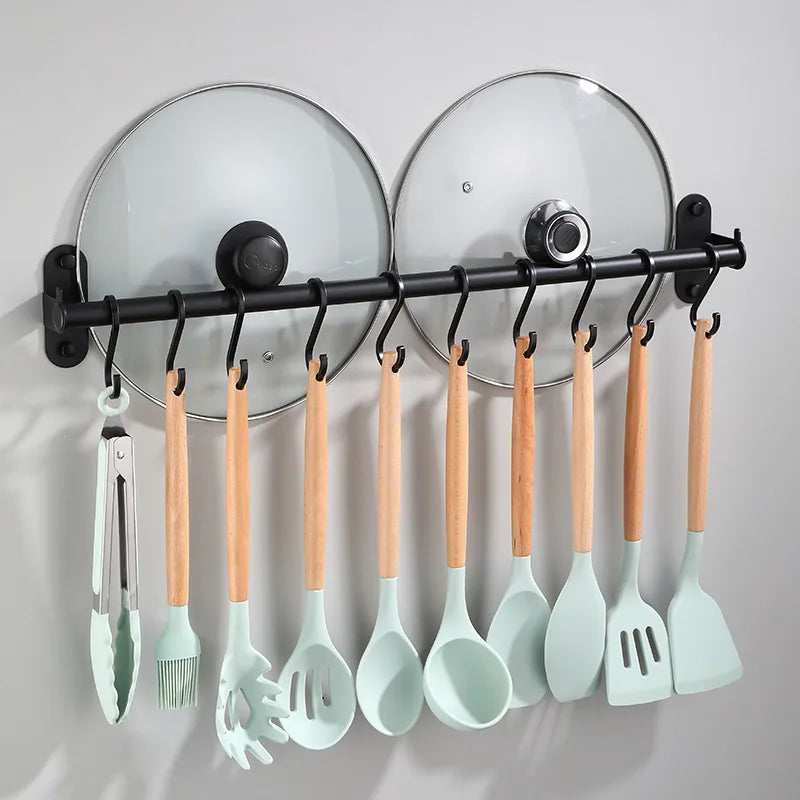 Kitchen Organizer Hooks Wall Hangers Rack Aluminum for Kitchen Utensils Knife Holder Cutting Board Spoon Lid Storage Accessories