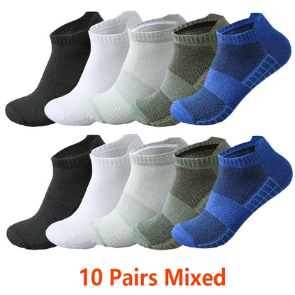 10/20 Pairs Ankle Socks Men Women Breathable Mesh Cotton Socks Running Sports Solid Color Boat Socks Couple Student Ear thletic