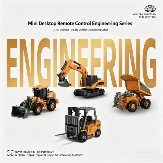 1/64 Mini Remote Controlled Bulldozer, Forklift, Excavator Mining Car RC Engineering Vehicle - Gift for Boys Aged 3 and Over
