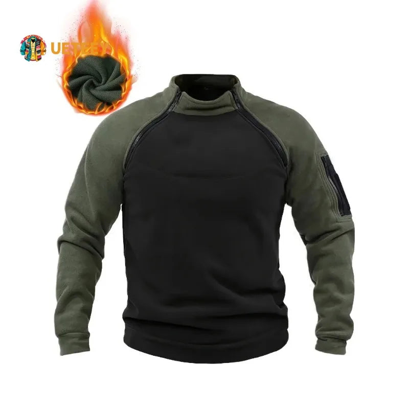 Men's Tactical Fleece Zipper Pullover Windproof Thermal Military Outdoor Winter Warm Hiking Sweatshirts Combat Training Sweater