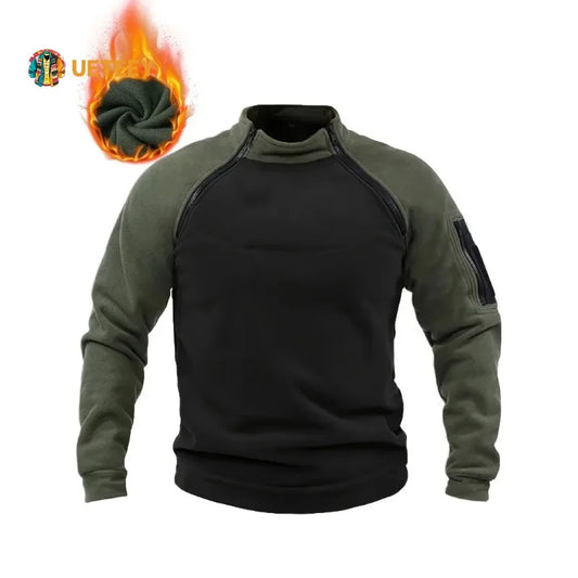 Men's Tactical Fleece Zipper Pullover Windproof Thermal Military Outdoor Winter Warm Hiking Sweatshirts Combat Training Sweater
