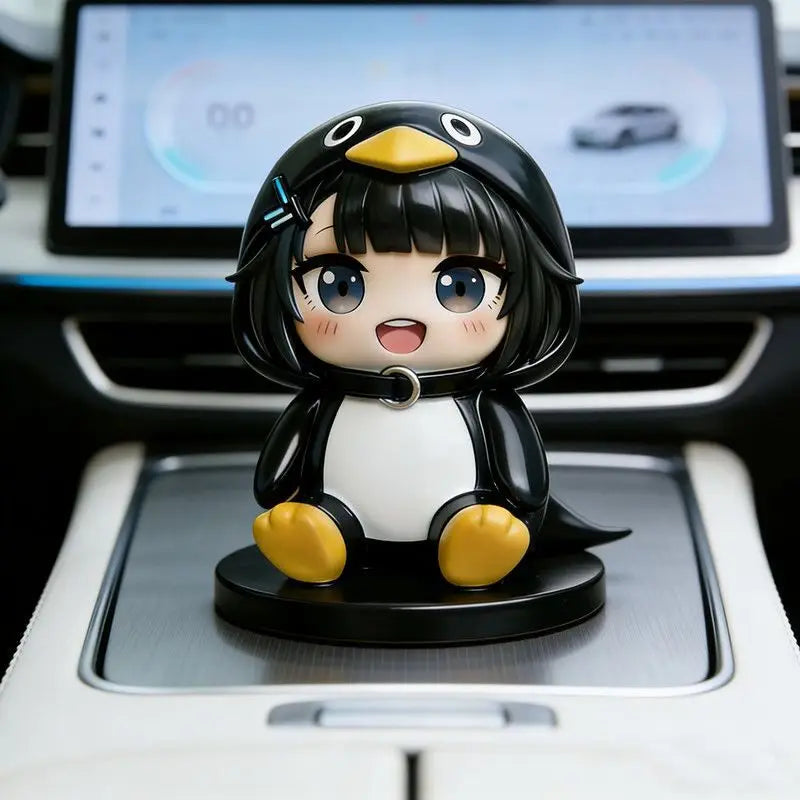 Guguga Little Penguin PVC Figure Cute Car Dashboard Decor Anime Collection Birthday Gift Kawaii Office Desk Toy Home Decor