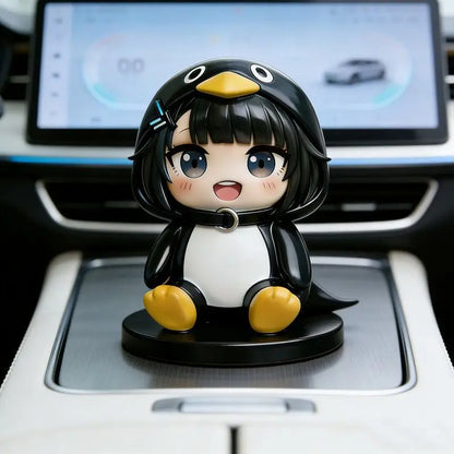Guguga Little Penguin PVC Figure Cute Car Dashboard Decor Anime Collection Birthday Gift Kawaii Office Desk Toy Home Decor