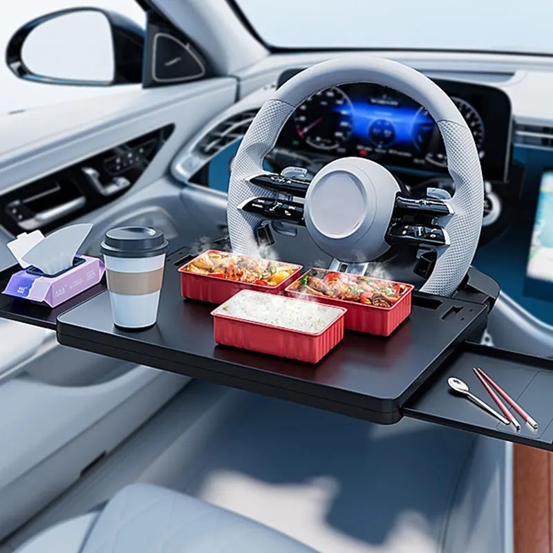 Multifunctional Car Steering Wheel Desk Portable Laptop Desk Foldable Car Storage Stand Work and Dining Table Travel Office