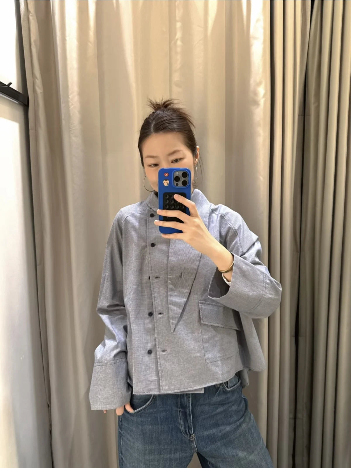 ETJ 2026 New Women's Designer Cotton High Neck Shirt Jacket Oversized Long Sleeve Minimalist Style Outerwear Top