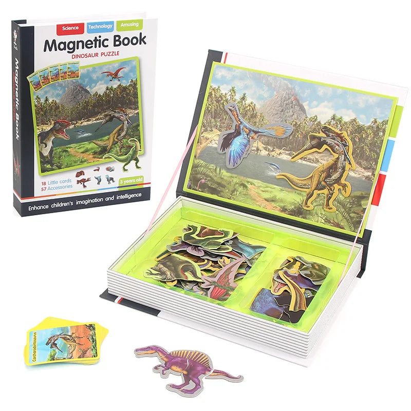 Magnetic Book 3D Cartoon Puzzles Jigsaw Funny Children's Intelligent Brain Training Game Educational Toys for Kids Gift Xmas Toy