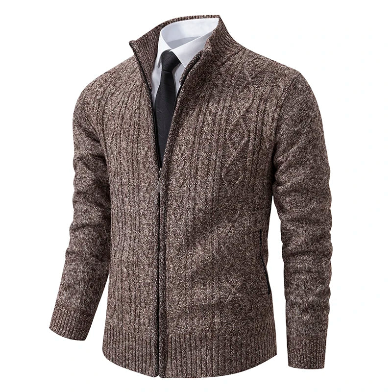 Winter Plus Velvet Sweaters Cardigan Thick High Collar Sweatshirt Men's Coat Knitted Jumper Brand Knitwear Hombre Clothing