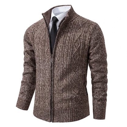 Winter Plus Velvet Sweaters Cardigan Thick High Collar Sweatshirt Men's Coat Knitted Jumper Brand Knitwear Hombre Clothing