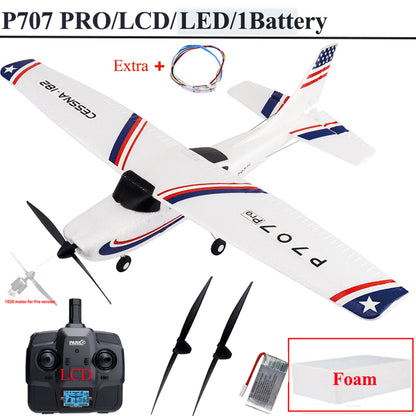 Parkten RC Airplane P707G PRO LCD Version 2.4G 3D/6G With Gyro 3Ch Fixed Wing Plane Outdoor Toys Drone RTF CESSNA 182 Glider