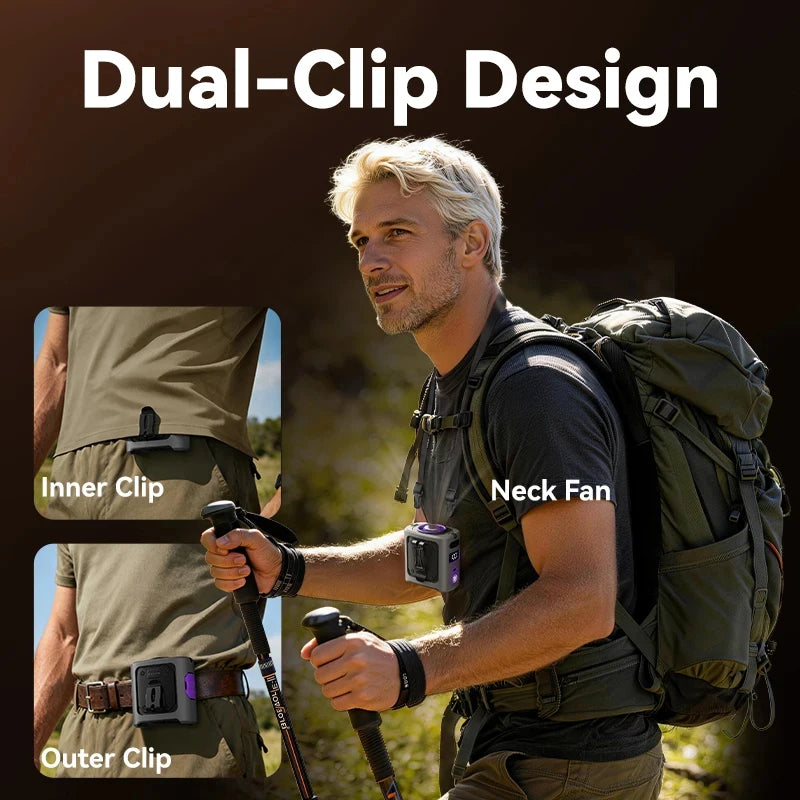 2026 New Waist Clip Fan Semiconductor Cooling Mini Personal Air Conditioner Portable Wearable Cooling Fan Hands-Free Outdoor