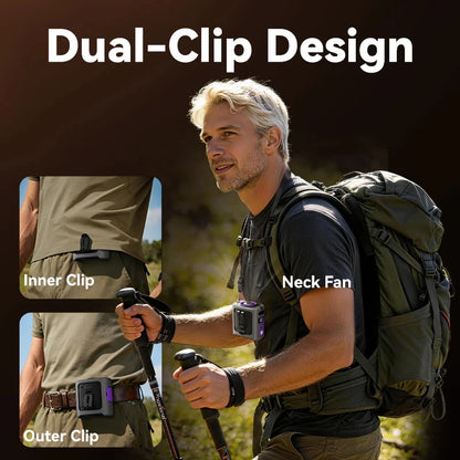 2026 New Waist Clip Fan Semiconductor Cooling Mini Personal Air Conditioner Portable Wearable Cooling Fan Hands-Free Outdoor