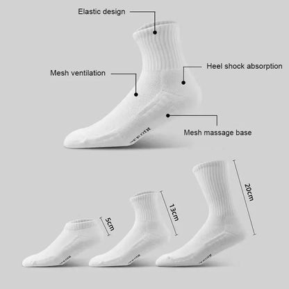 1pc 4pcs 5pcs 10pcs Socks Men's Cotton Spring Towel Bottom with Velvet Mid-tube White Stockings Thickened Sports Basketball Sock