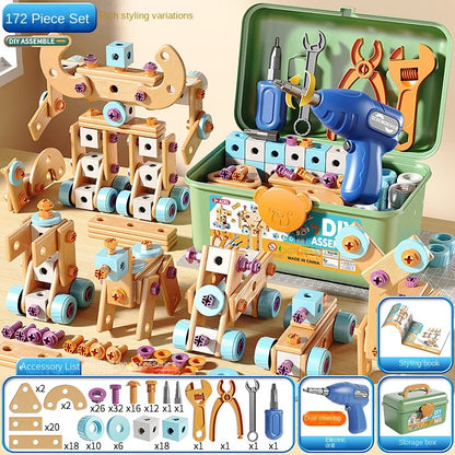 Educational DIY Nut Hand Disassembly Assembly Puzzle Simulated Screwing Toolbox for Kids Shape Insert Blocks Toy for Boys