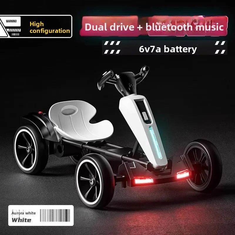 N‌ew Foldable Portable Kids Electric Go-Kart with 390 Motor Cool LED Lights No Assembly Outdoor Off-Road Toy Car for Boys/Girls