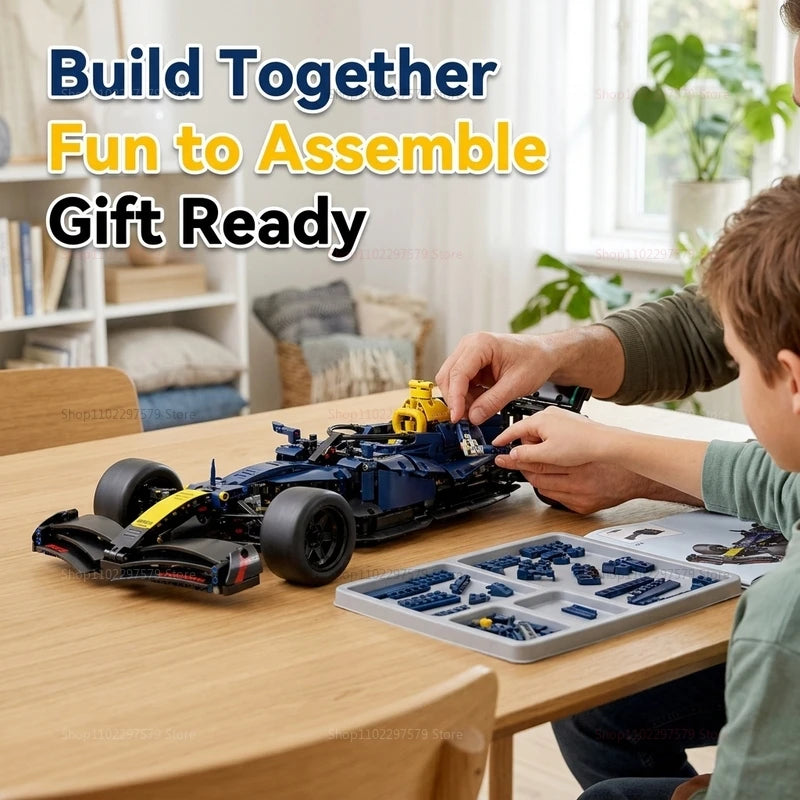 Speed Racing Car Building Blocks Set 1:10 Scale DIY Model Kit for Kids and Adults Collectible Race Car Toys 1200pcs Gift Display