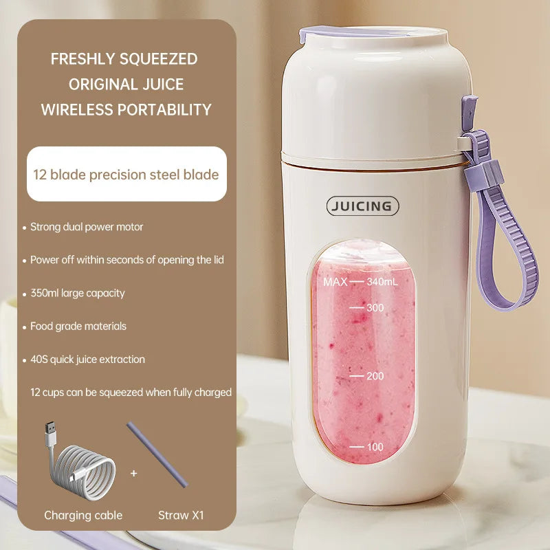 350Ml New Juicer Portable Wireless Charging Juice Cup Student Home Multifunctional Juice Office Juicer Kitchen Breakfast Tools