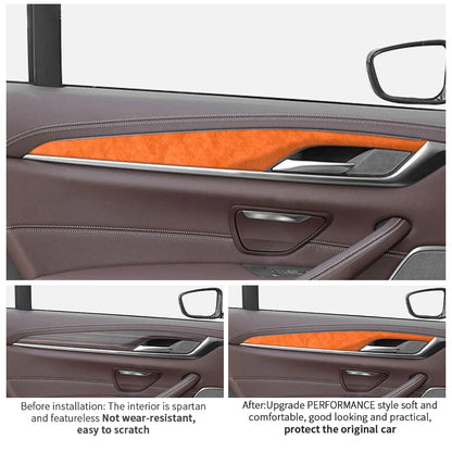 For BMW 5 Series G30 G38 Car Door Inner Handle Decorative Trim Frame Sticker Premium Interior Accessories Made of Alcantara