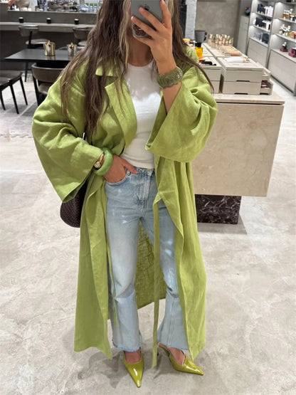 Tossy Casual Loose Lace-Up Dress Female Lapel Long Sleeve High Waist Solid Autumn 2025 New Bandage Dress Women's Commute Dress