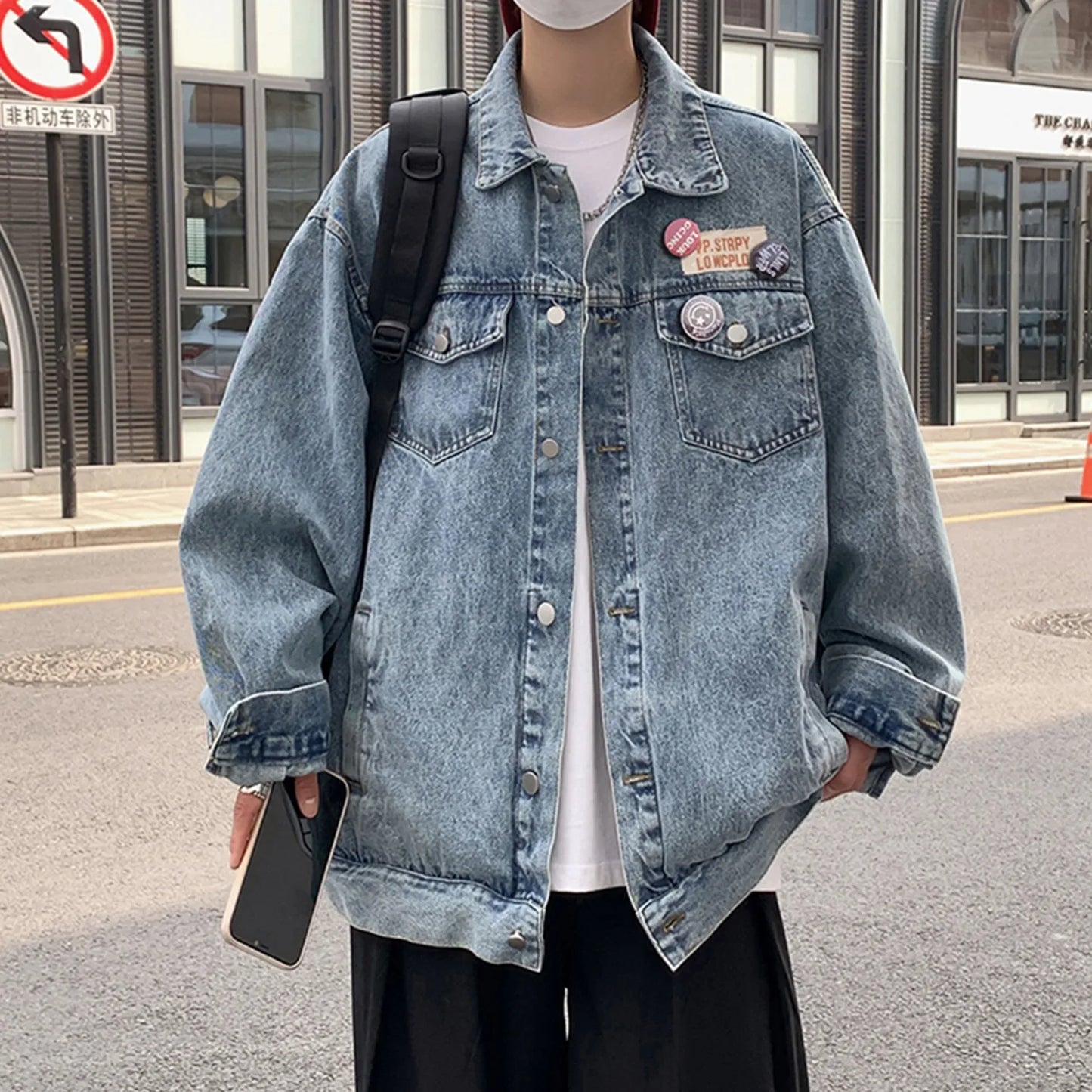 American style cool jacket denim jacket men's spring and autumn style trendy brand high-end sense new loose casual clothes