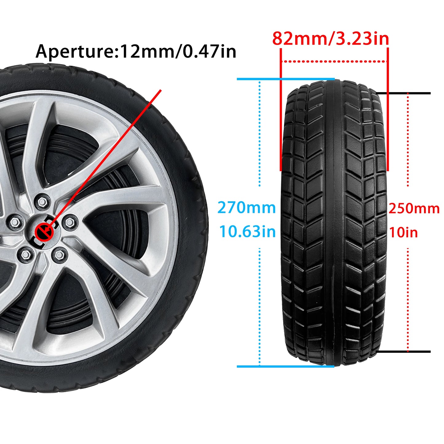 25CM/10in 33CM/13in PU Solid Rubber Soft Tire for Children's Ride on Toys Car ﻿Alligator Tires Wheels Upgrade Replacement Parts