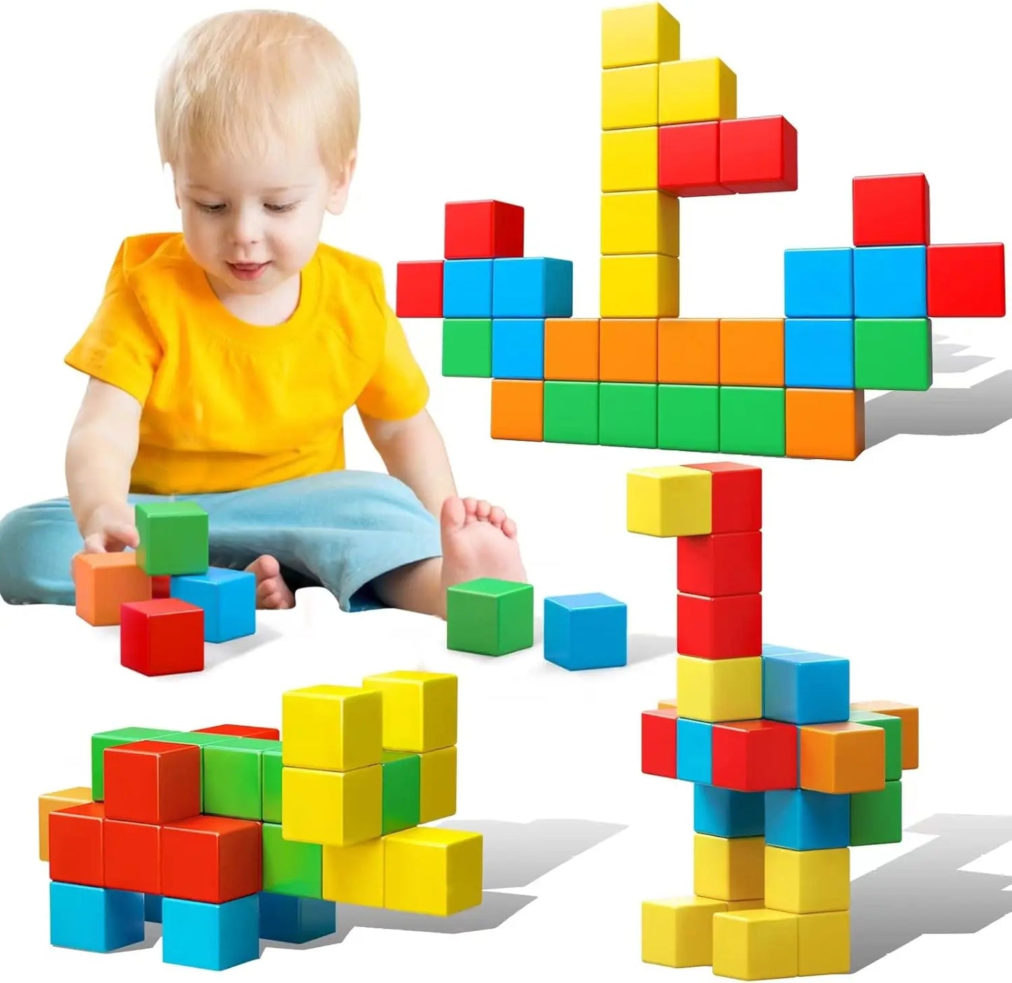 30PCS Magnetic Blocks, Gifts for 3 4 5 6 Year Old, Magnet Building Blocks for Toddlers Girls & Boys, Sensory - Montessori