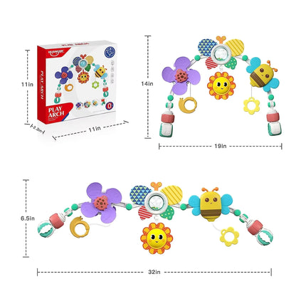 Crib Hanging Bell Stroller Arch Clip Foldable Sunflower Baby Interactive Rainbow Toys Infant Grab Exercise for Son Daughter Gift