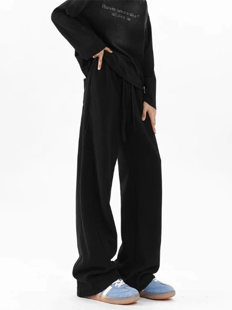 Versatile Casual Trousers for Men American High Street Inspired Straight Leg Joggers Spring Loose Drape Fit Sporty Comfort Pants