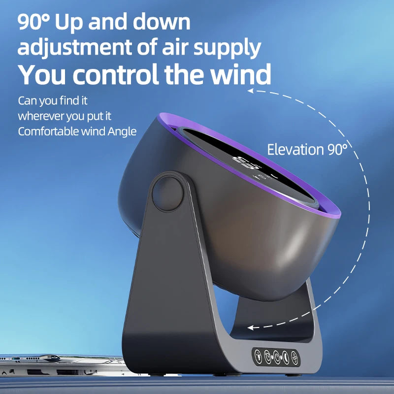 Desktop Circulating Fan 4000 mAh Large Capacity Rechargeable Mini Table Fan With Remote Control Wall-mounted Fan With NightLight