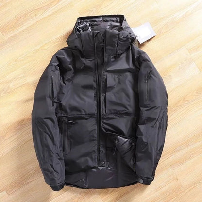 Warm Cotton Jacket for Men Outdoor Winter Fashionable Hooded Skiing Parka Youth Casual Standard Fit Zipper Closure  Color