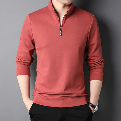 Top Grade 2025 New Fashion Brand Luxury Zipper Polo Shirt Men Casual Plain Korean Solid Color Long Sleeve Tops Mens Clothing