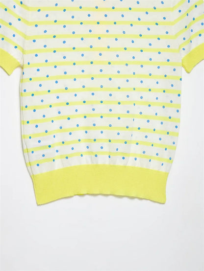 Women's Top 2026 New Fashion Summer Polka Dot Striped Knit Top Elegant Chic Vacation Style Ladies Top