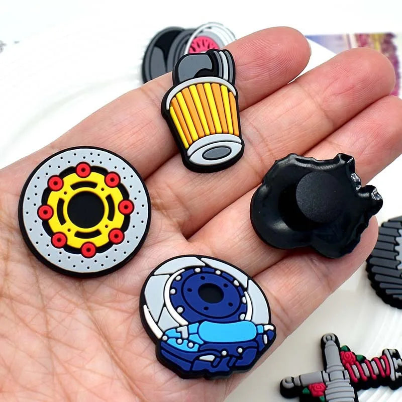 1-12Pcs Cartoon Car Parts PVC Garden Shoes Buckle Clog Charms Adult Clog Sandals Shoes Decorations DIY Men Backpack Party Gifts