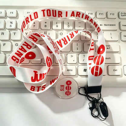 RJINHIT ARIRANG Crossbody Lanyard Adjustable Shoulder Strap Kpop Light Stick Card Holder Bead Chain Fan Concert Merch Gifts