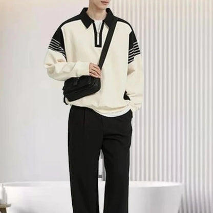 High Quality Baggy Male Sweatshirts Long Sleeve Mens Polo Shirts Luxury 2025 Sale Elasticity Regular Fit Cotton Tops Xl Pullover