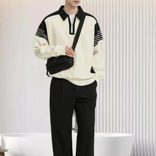 High Quality Baggy Male Sweatshirts Long Sleeve Mens Polo Shirts Luxury 2025 Sale Elasticity Regular Fit Cotton Tops Xl Pullover