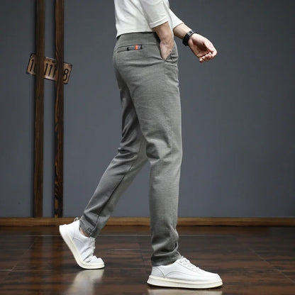 Autumn Winter New Men's Casual Pants Korean Fashion Stretch Straight Slim Fit Trousers High Quality Sweatpants Solid Color Male