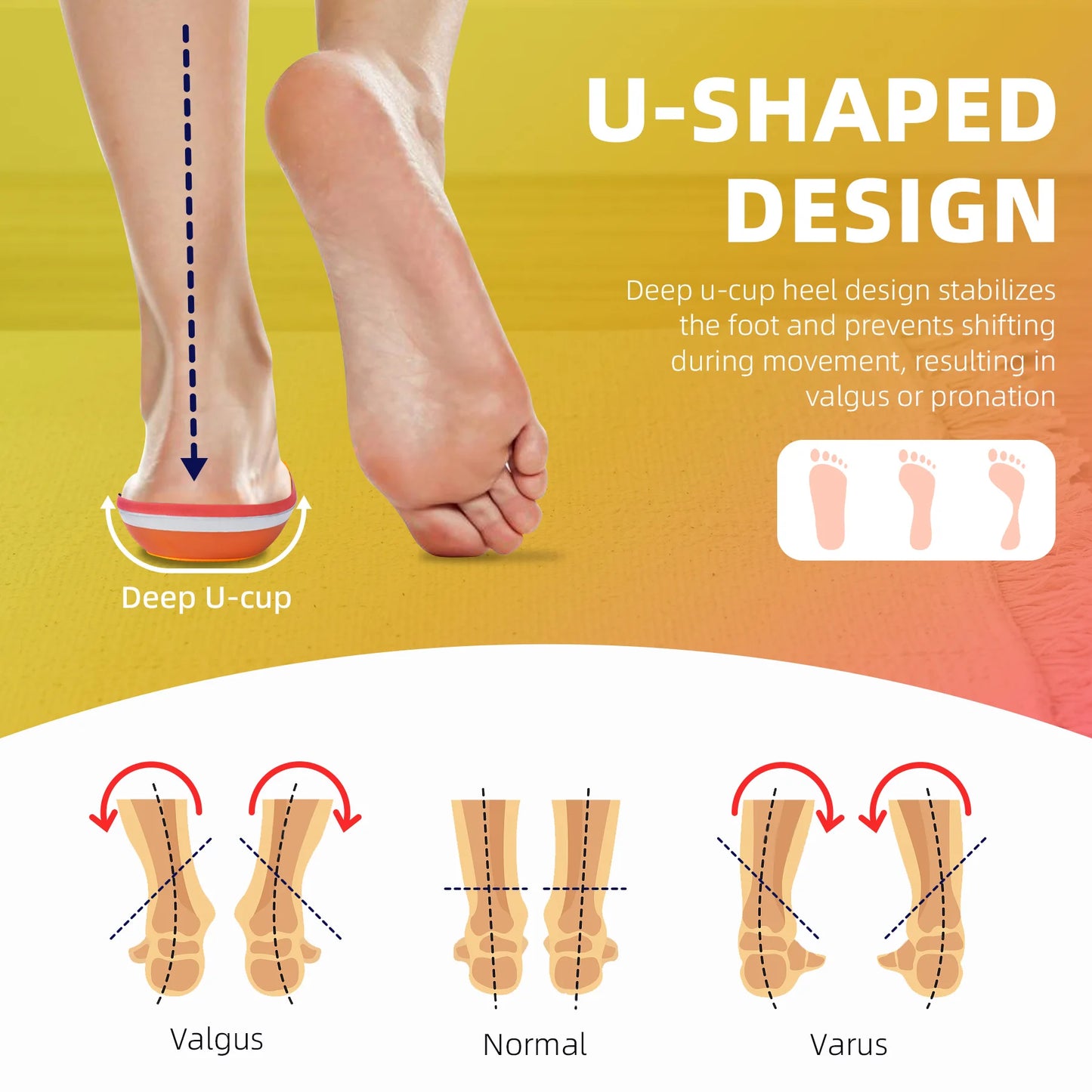 Plantar Fasciitis Relief Insole High Arch Supports Orthotics Inserts, Orthopedic Flat Feet Pads Heel Pain Work Boot Shoe Insoles