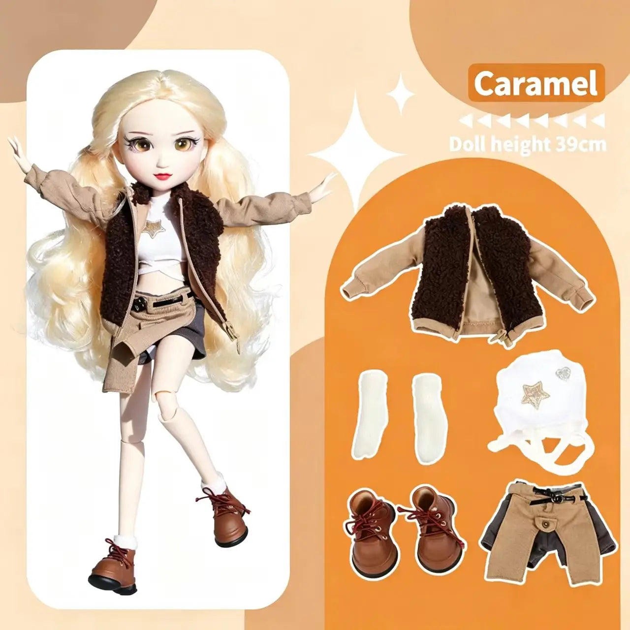 Fashion Doll Original 5-inch BJD Doll: Beiji Dihua'er Cute Art Figure with Articulated Joints and Doll Clothes