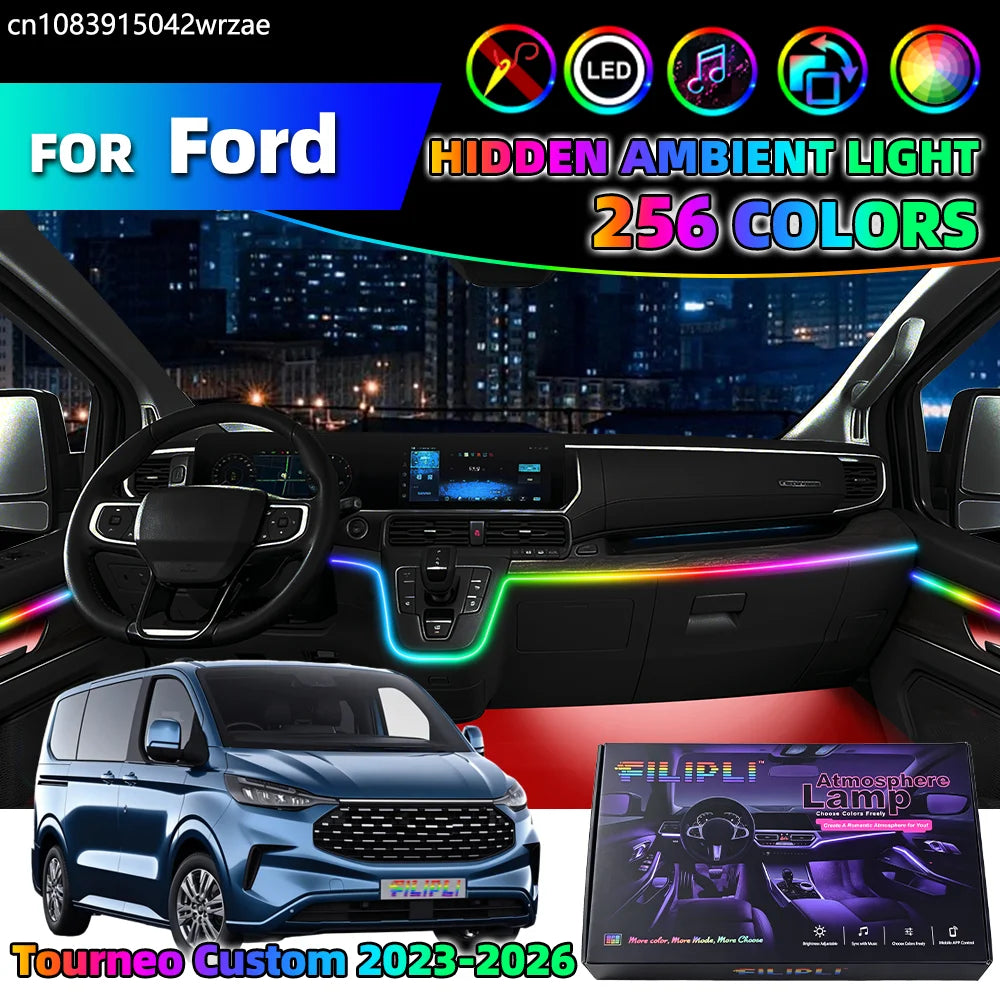 18 in 1 For Ford Tourneo Custom 2023-2026 Years Car Interior Ambient Lights Strips Breathing Lighting Kit App Control Auto LED s