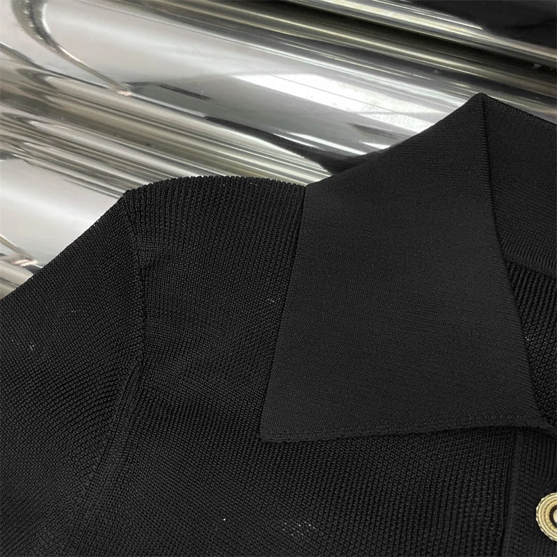 Bodysuit women New elastic slim fit long sleeved top for autumn 2025 Polo collar pullover Metal button decoration T-shirt corset