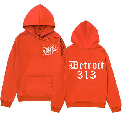 D12 Band Rapper Eminem Hoodie Detroit Michigan 313 Print Hoodies Men Women Hip Hop Vintage Style Sweatshirt Oversized Streetwear