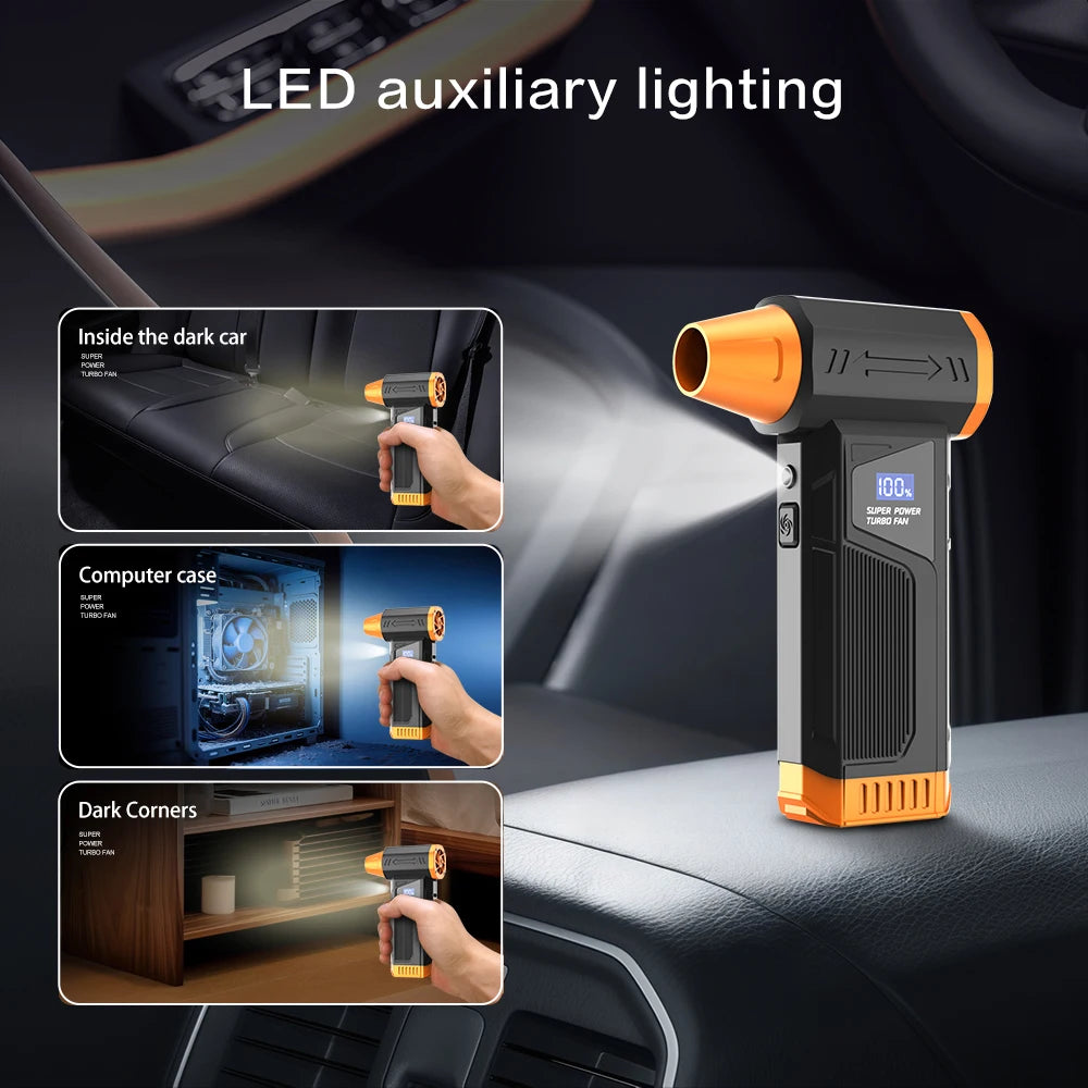 【2026 New】Brushless Wireless Jet Fan Turbo Air Blower For Car Cleaning With LED Light Digital Display Portable Outdoor BBQ Use
