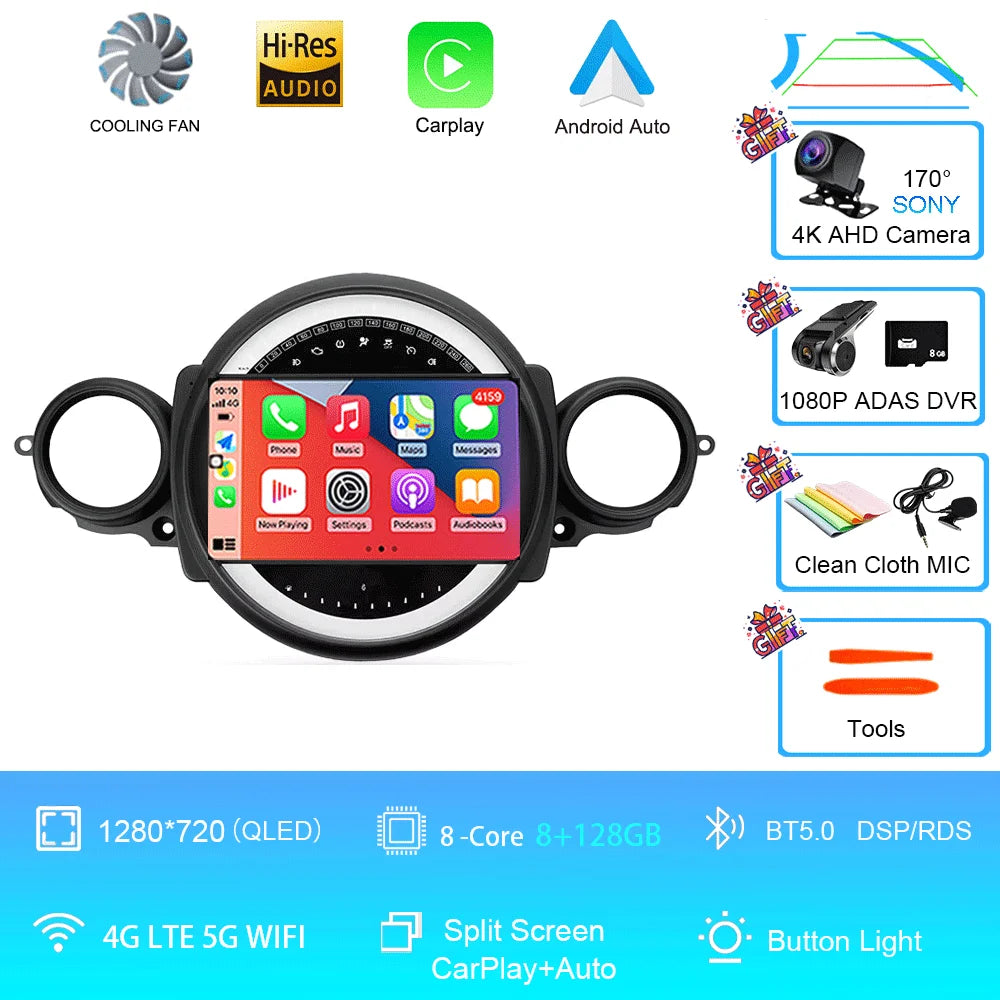 Car Radio Android 16 For BMW Mini Cooper R56 R60 R51 2006 - 2015 GPS Carplay Navigation Stereo Auto DSP BT DVD Multimedia Player