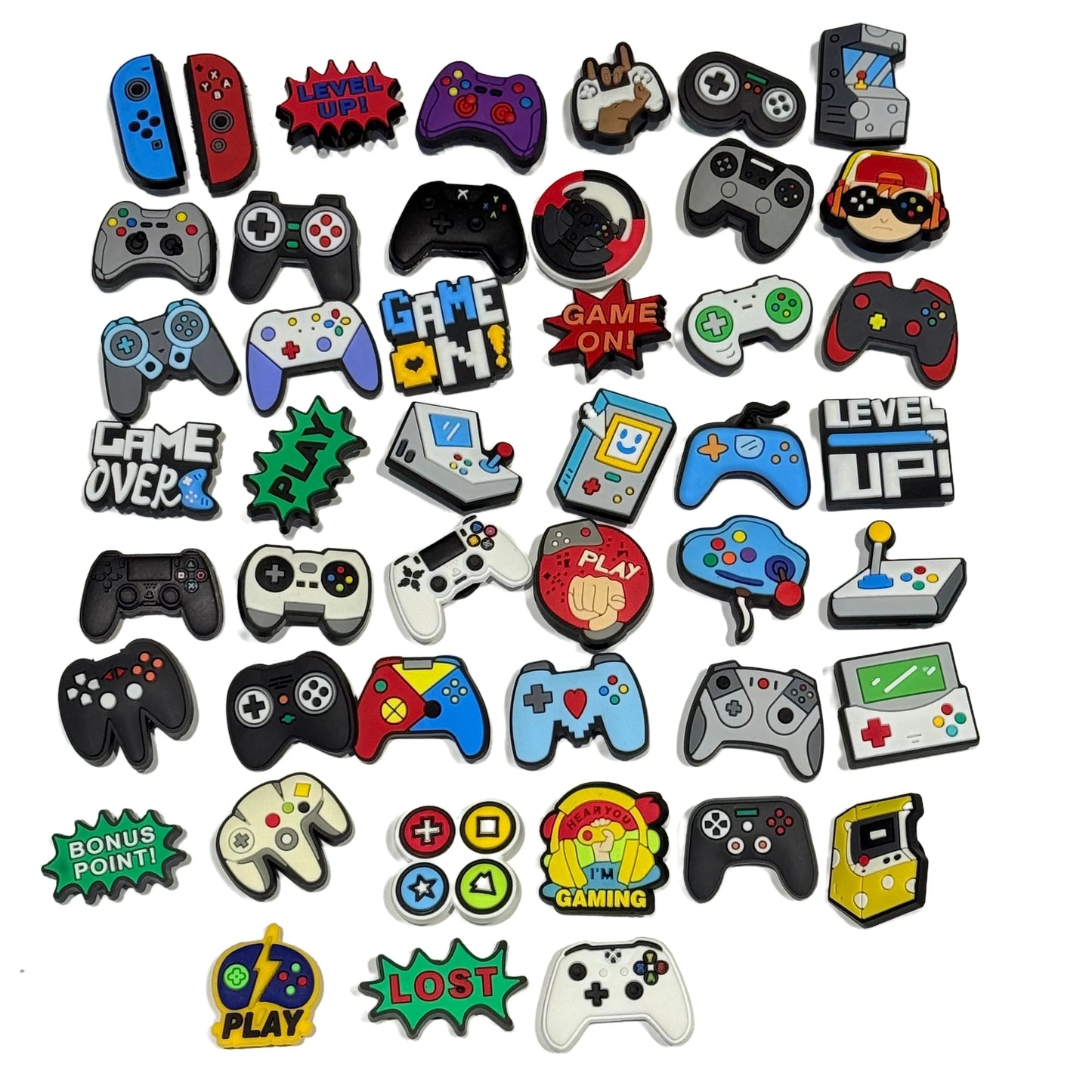 New Arrival 15-100Pcs Game Level Up PVC Shoe Decorations Various Gamepad Clog Buckle Charms Fit Kids Birthday Present